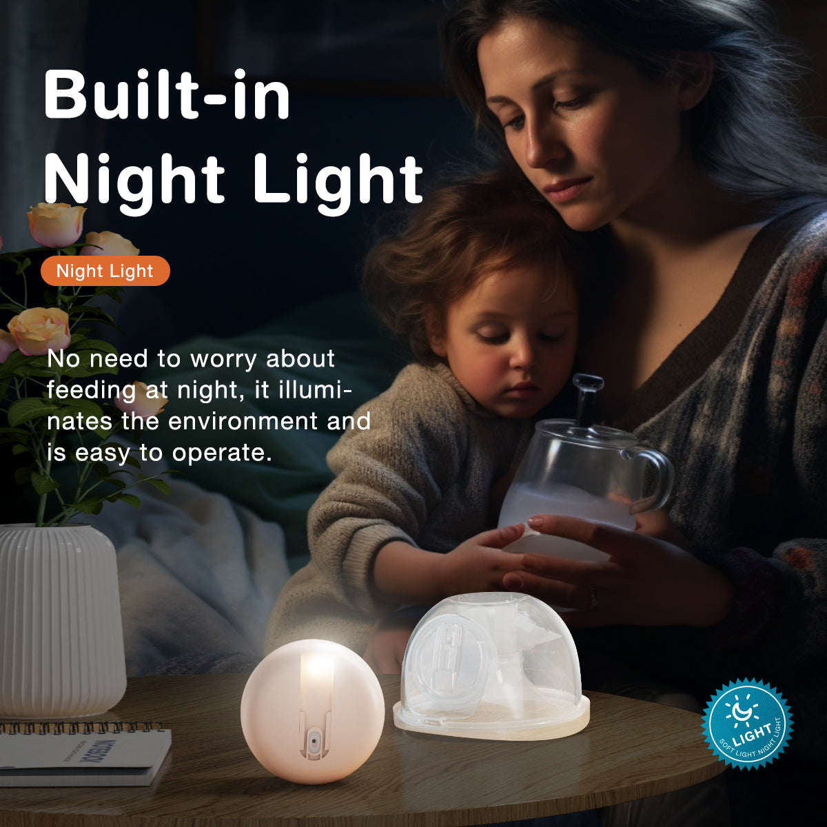 Extractor de leche portátil con luz nocturna - EB30